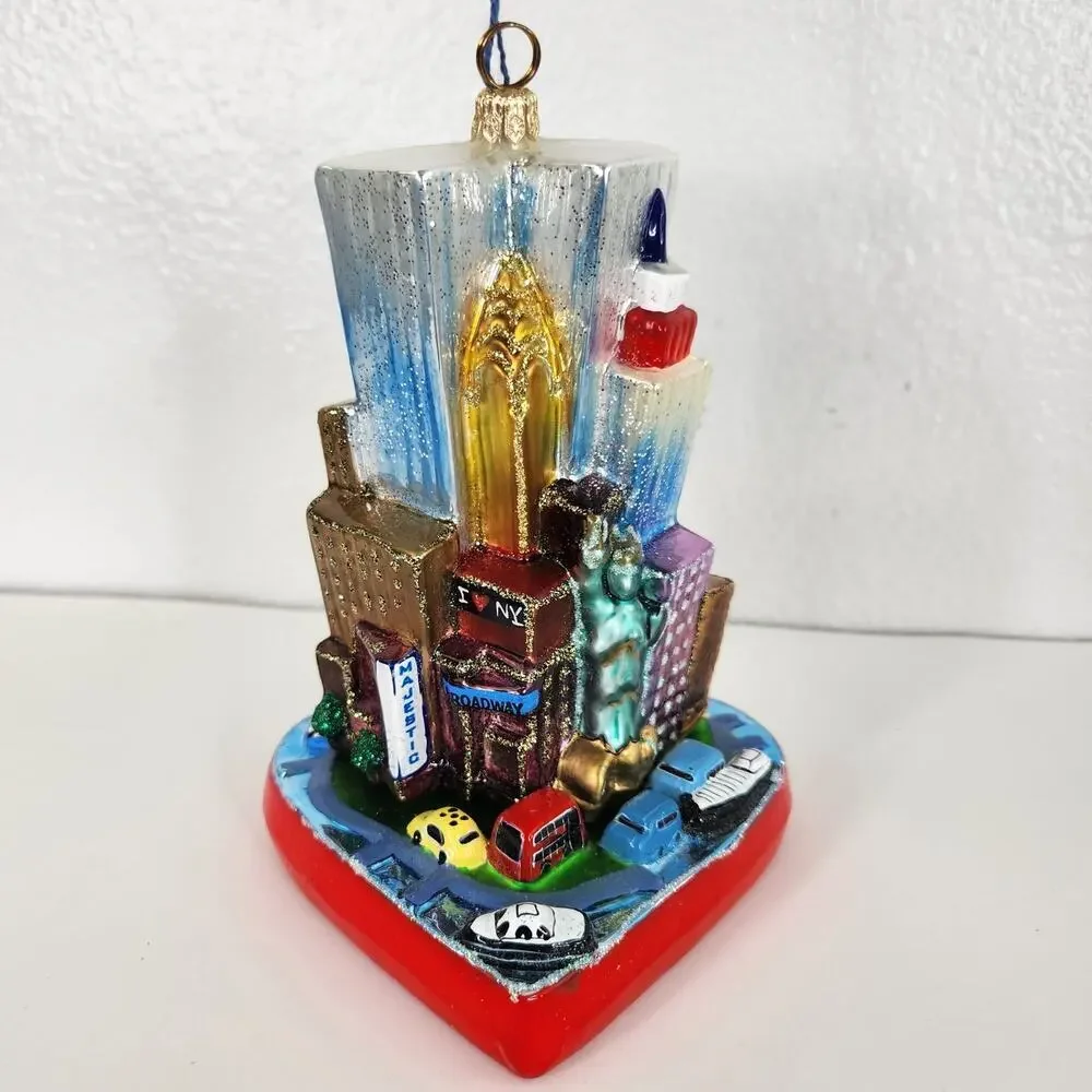 Joy to the Word Limited Edition Twin Towers Christmas Glass Ornament Hand Made